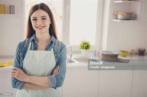 Close Up Photo Of House Wife Arms Crossed Finish Spring Cleaning Wear