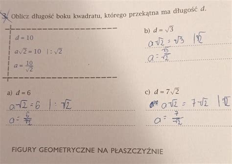 Oblicz D Ugo Boku Kwadratu Kt Rego Przek Tna Ma D Ugo D B