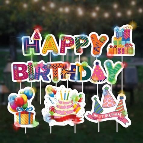 Dibag Happy Birthday Yard Sign With Stakes 16 Bright