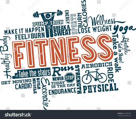 Fitness And Healthy Exercise Word And Icon Cloud Stock Vector 135069491