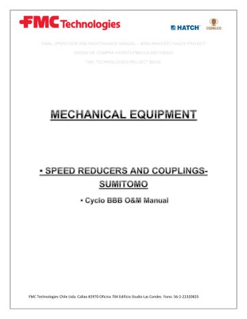 Sumitomo Cyclo BBB Operation And Maintenance Manual | Manualzz