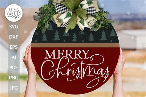 Merry Christmas Svg Christmas Door Hanger Svg Christmas Tree Svg Chris