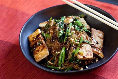 Recipe Yu Choy Cellophane Noodle Stir Fry With Tofu And Peanuts Blue Apron