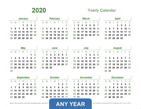 Yearly Calendar Template for 2016 and Beyond