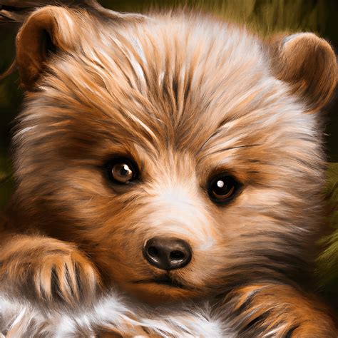 Whimsical Detailed Fantasy Fluffy Tiny Cute Adorable Baby Bear