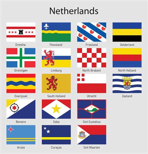 Flags Of The Provinces Of Netherlands All Dutch Regions Flag Co 21983577 Vector Art At Vecteezy