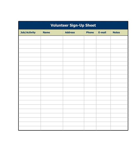Free Printable Sign Up Sheet Riset