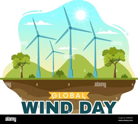 Global Wind Day Vector Illustration On June 15 With Earth Globe And