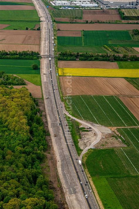 Luftaufnahme Ringsheim Autobahn Ausbau Und Spur Verbreiterung Im