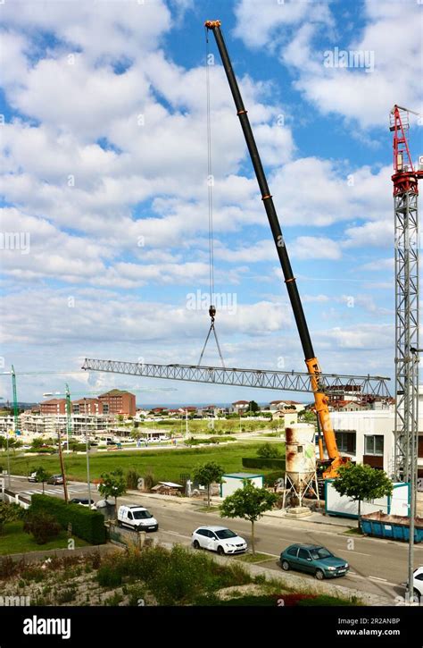 The Disassembly Of A Tower Crane Santander Cantabria Spain Stock Photo