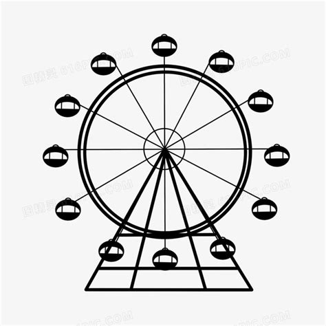 手绘线描摩天轮装饰素材图片免费下载 PNG素材 编号1xri74goe 图精灵