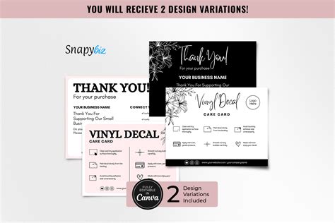 Editable Vinyl Decal Care Card Canva Graphic By SnapyBiz Creative Fabrica