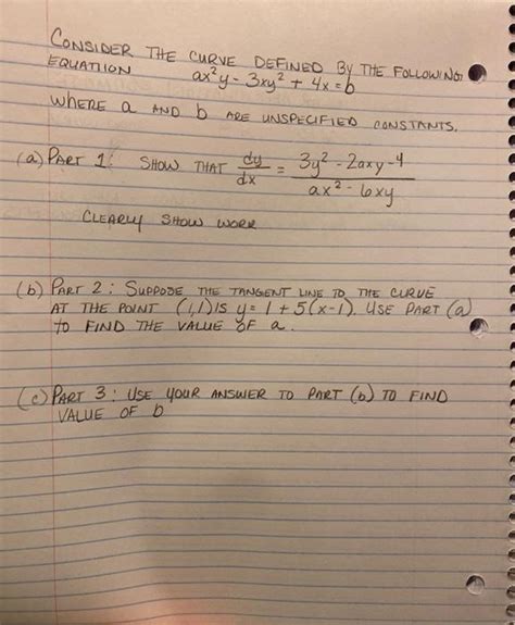 Solved Consider The Curve Defined By The Following Equation