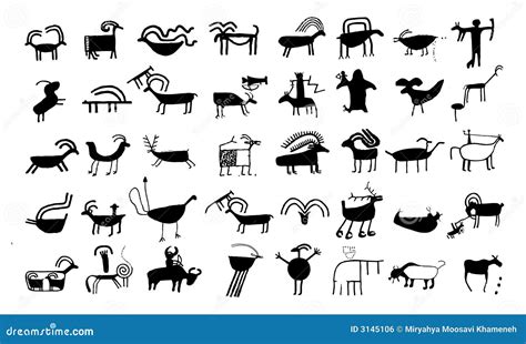 Ancient Animal Drawings And Sy Royalty Free Stock Image - Image: 3145106