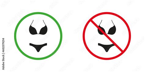 Grafika Wektorowa Stock Nude Beach Red And Green Warning Signs Female