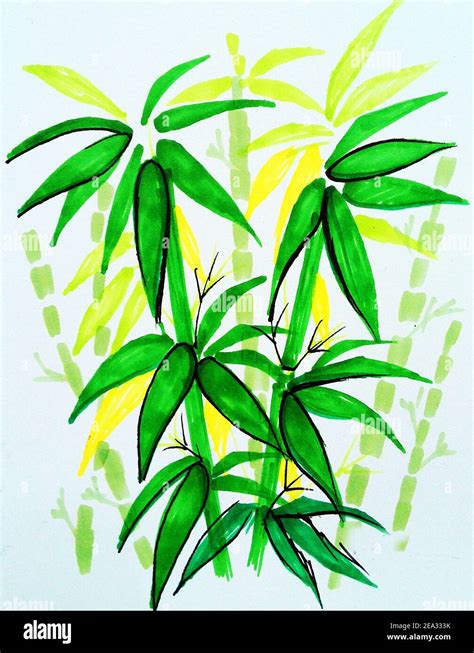 Art Abstract Bamboo Leaf Copic Marker Markers Art Stock Photo Alamy