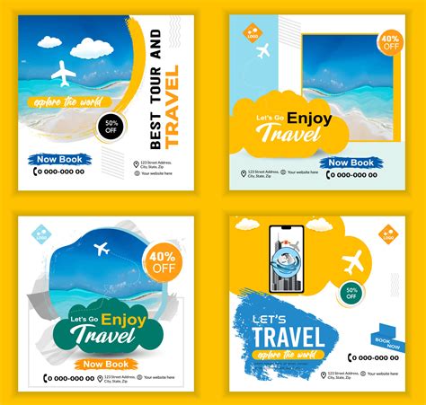 Social media Travel and tours ad design. Enjoy Holiday Adventure