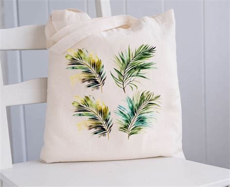 Botanical Plants Canvas Tote Bag Plant Bag Botanical Print Shopper