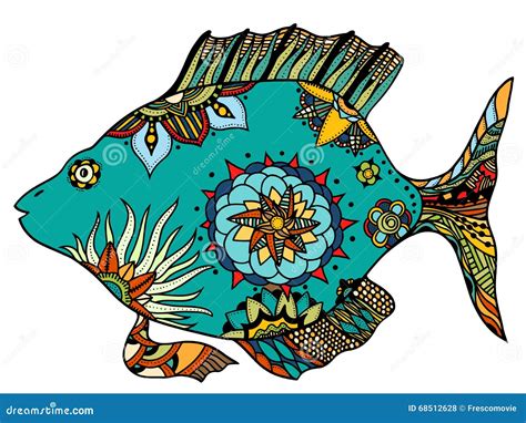 Zentangle Stilisierte Fische Vektor Abbildung Illustration Von Farbe