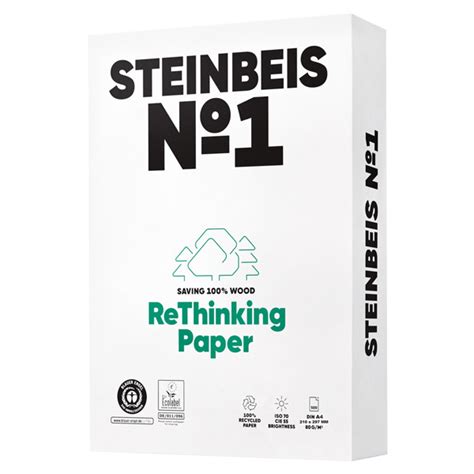 Carta Riciclata Al 100 Senza Legno A4 80 Gr Bianco Steinbeis