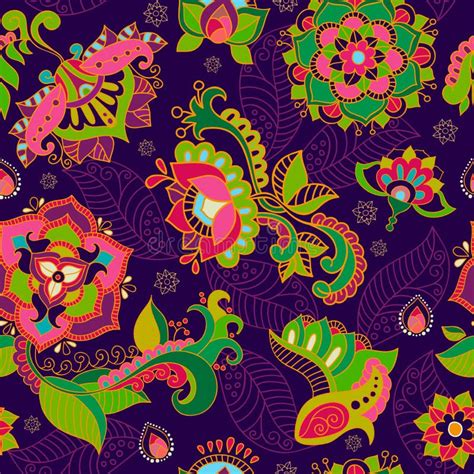 Bright Seamless Pattern In Paisley Style Colorful Background Stock