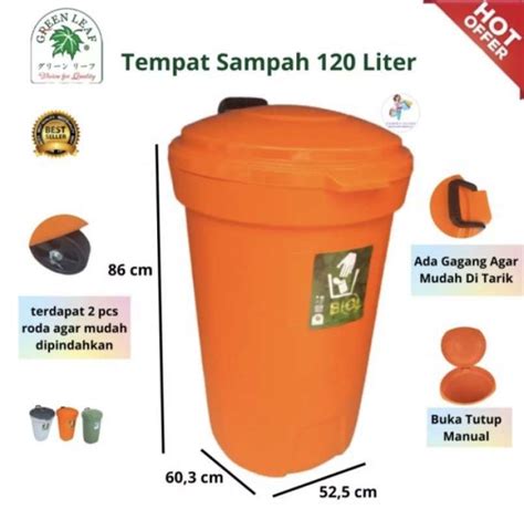 Promo Tempat Sampah Bulat 120 Liter Roda Bio Greenleaf Diskon 3 Di