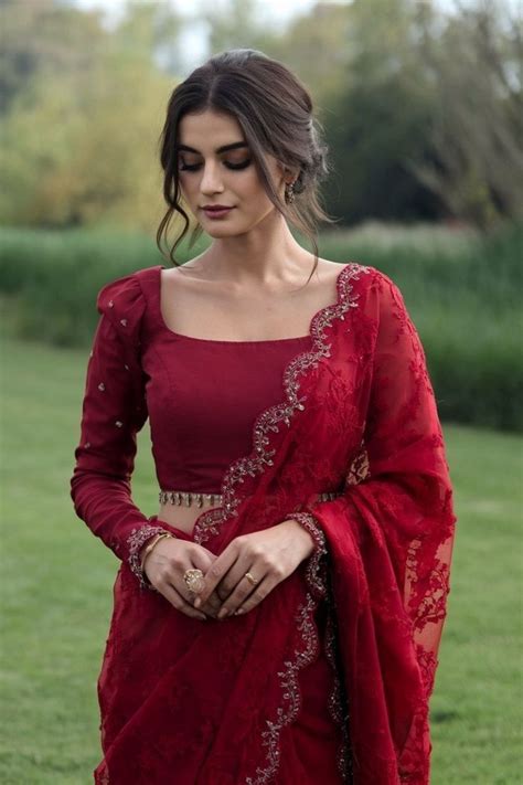 Subtle Saree Look Pakistani Blouse Designs Long Sleeve Saree Blouse