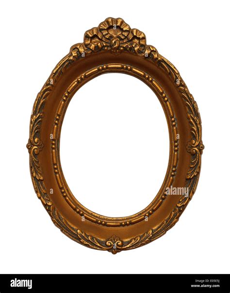 Gold Ornate Oval Frame Isolated On White Background Stock Photo Alamy