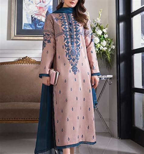 Luxury Lawn Embroidered Dress With Bamber Embroidered Chiffon Dupatta