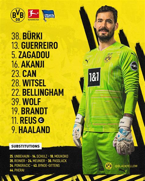 Borussia Dortmund On Twitter Bvb Starting Xi Vs Hertha Berlin