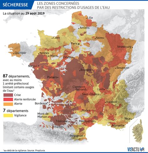 Carte De France Sécheresse Des Restrictions Dusages De Leau Dans