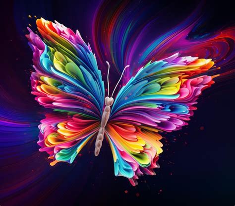 Premium Photo Brightly Colored Butterfly With Swirls And Colors On A