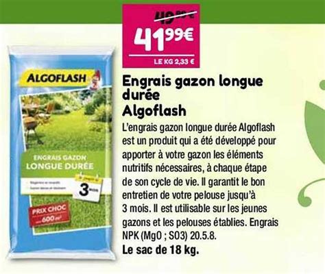 Promo Engrais Gazon Longue Dur E Algoflash Chez Point Vert Icatalogue Fr