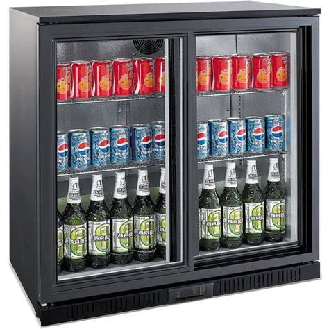 Back Bar Cooler Fridge 2 Sliding Doors 220 Litres Black Da Bc02ps