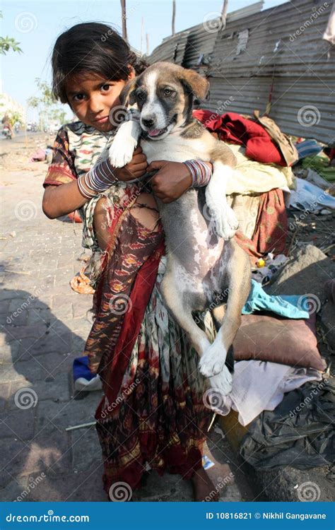 Poor Girl With Dog Stock Image Image Of Child Homeless 10816821