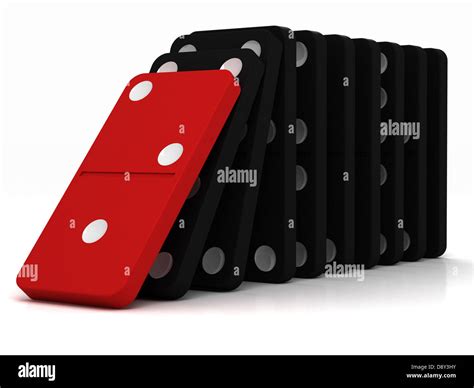 Black Dominoes Falling Over On A White Background Stock Photo Alamy