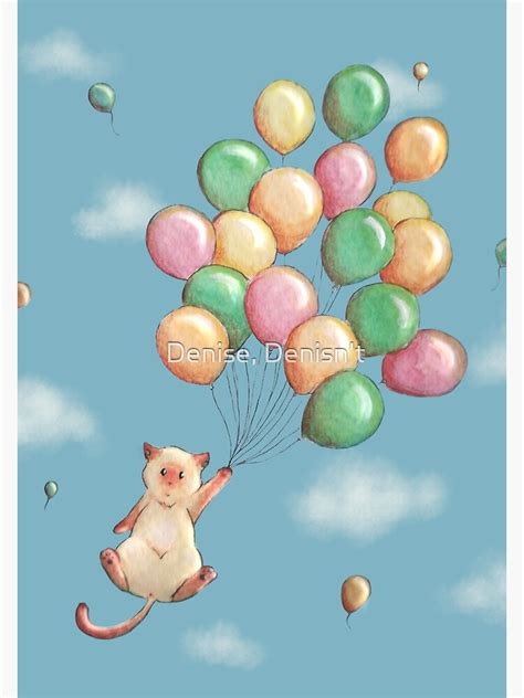 Cat Flying With Balloons Art Print By Denymartinelli Redbubble