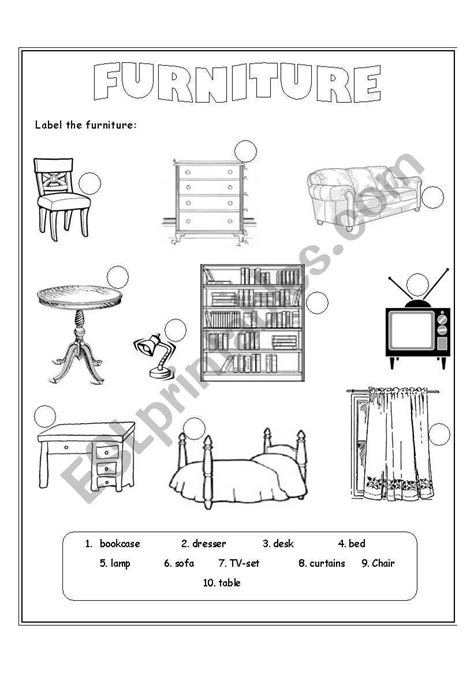 Furniture Esl Worksheet By Christofor