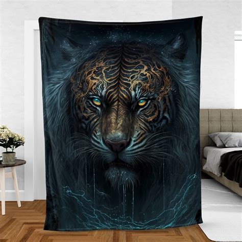 Mystic Tiger Mythical Art Fleece Blanket Zakyz