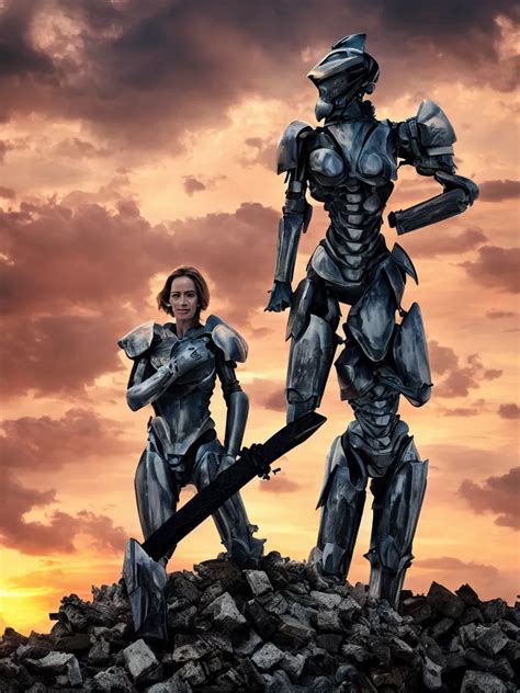 Krea Solitary Figure Standing Atop A Pile Of Rubble Emily Blunt In