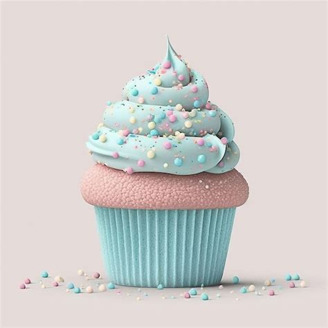 A Cupcake With Pastel Colored Generative Ai Premium AI Generated Image