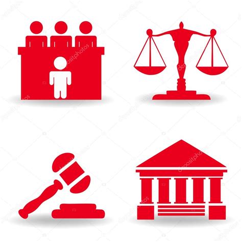 Iconos De La Ley Y La Justicia Establecidos Ilustración Vectorial