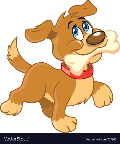 Cartoon dog with bone Royalty Free Vector Image