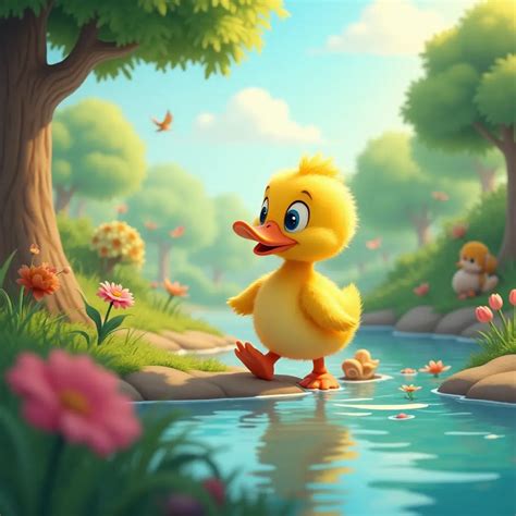 The Brave Little Duckling 🦆 Vibrant Cartoonish Style Digital Art