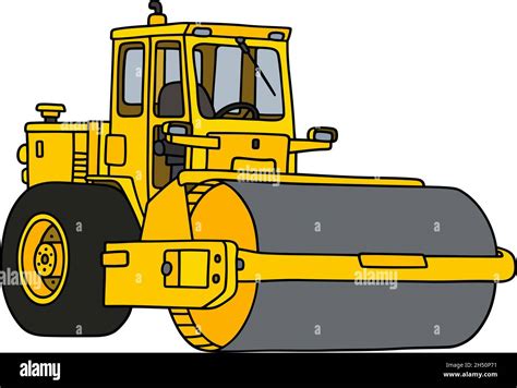 Hand Drawing Of A Yellow Road Roller Stock Vector Image And Art Alamy