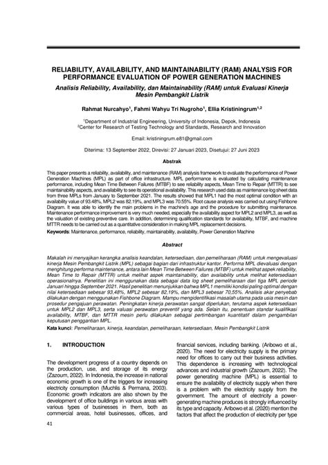 Pdf Reliability Availability And Maintainability Ram Analysis For