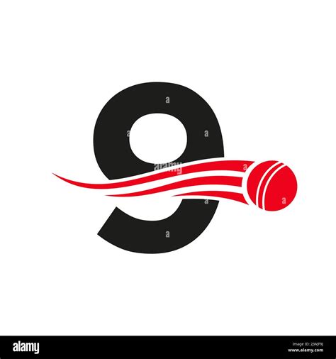 Letter 9 Cricket Logo Concept With Ball Icon For Cricket Club Symbol ...