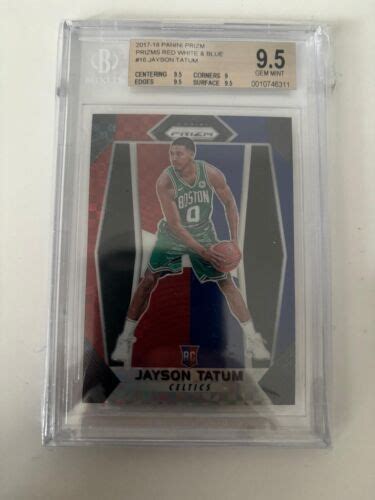 2017 18 Panini Prizm Basketball Jayson Tatum RC Red White Blue BGS 9 5