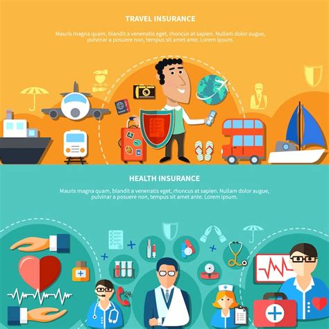 Free Vector Vacation And Health Insurance Horizontal Banners