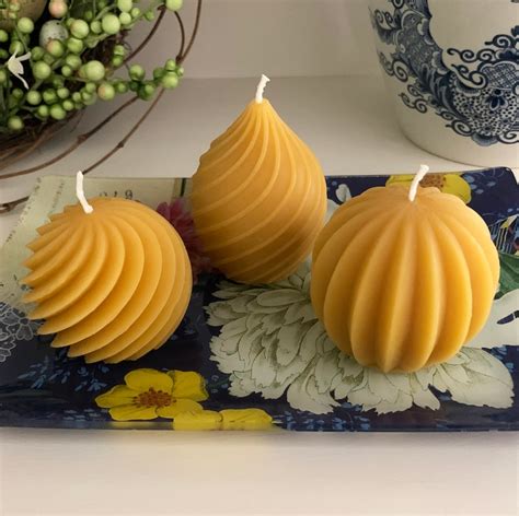 Elegant Beeswax Candle Set Pear Spiral Melon All Etsy